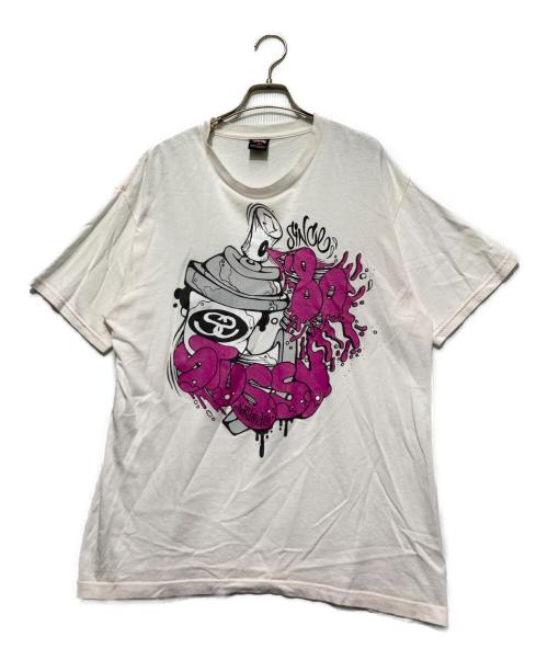 stussy（ステューシー）stussy (ステューシー) プリントTシャツ ホワイト サイズ:Lの古着・服飾アイテム