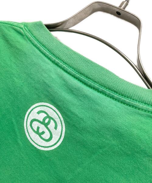 stussy（ステューシー）stussy (ステューシー) WORLD STUSSY WIDE プリントTシャツ グリーン サイズ:Lの古着・服飾アイテム