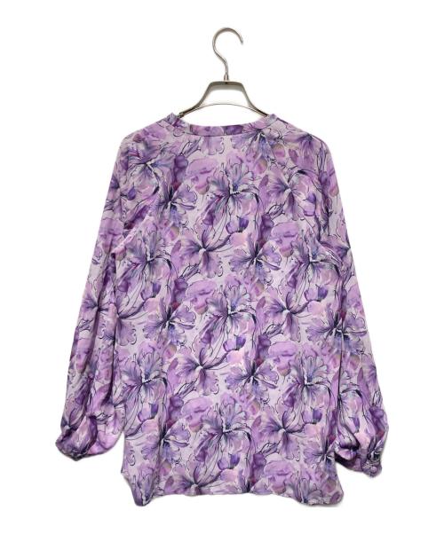 Leilian（レリアン）LEILIAN (レリアン) フラワープリントリボンブラウス パープル サイズ:9の古着・服飾アイテム
