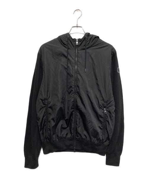 MONCLER（モンクレール）MONCLER (モンクレール) ナイロン切替ニットジップアップパーカー ブラック サイズ:XLの古着・服飾アイテム