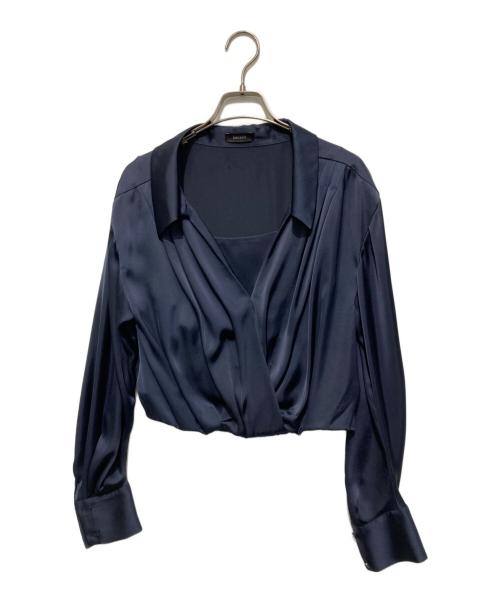 anuans（アニュアンス）anuans (アニュアンス) キャミレイヤードカシュクールブラウス ネイビー サイズ:Sの古着・服飾アイテム