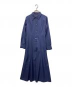 JENNEジェンヌ）の古着「ジョーゼット美ラインシャツワンピース」｜ネイビー