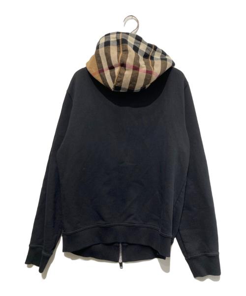BURBERRY LONDON（バーバリーロンドン）BURBERRY LONDON (バーバリーロンドン) Checked Cotton Blend Hoodie ブラック×ブラウン サイズ:Sの古着・服飾アイテム