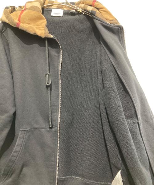 BURBERRY LONDON（バーバリーロンドン）BURBERRY LONDON (バーバリーロンドン) Checked Cotton Blend Hoodie ブラック×ブラウン サイズ:Sの古着・服飾アイテム