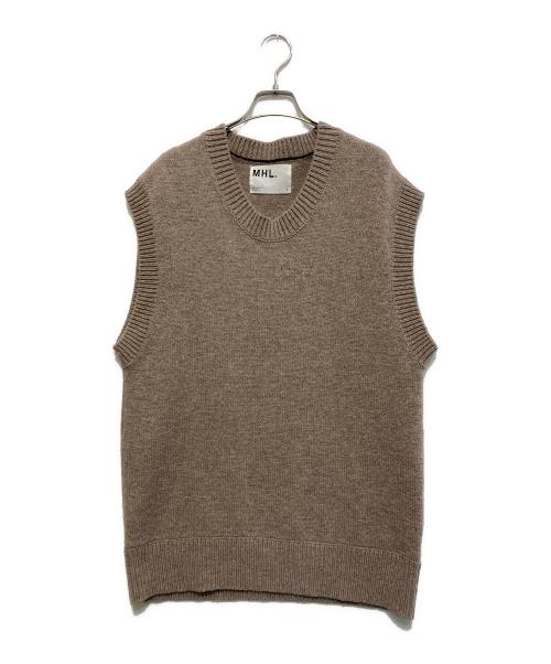MHL（エムエイチエル）MHL (エムエイチエル) ウールニットベスト ベージュ サイズ:Lの古着・服飾アイテム