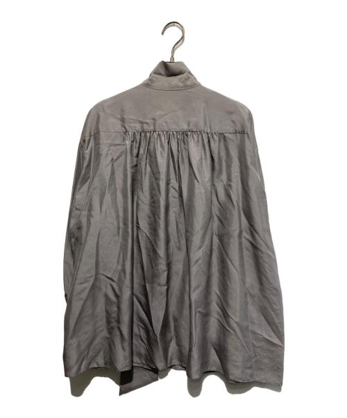 DRAWER（ドゥロワー）DRAWER (ドゥロワー) ボウタイシルクブラウス グレー サイズ:Mの古着・服飾アイテム