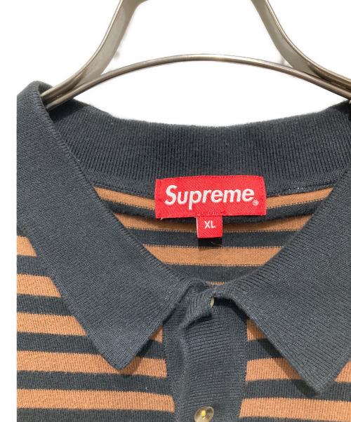 SUPREME（シュプリーム）SUPREME (シュプリーム) Striped Knit Polo/ストライプ ニット ポロ ブラウン×ブラック サイズ:XLの古着・服飾アイテム