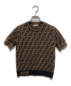し*た様 【希少】FENDI 総柄 半袖ニットカットソーズッカ柄ロゴイタリア製 中古・古着通販】FENDI (フェンディ) FENDI ズッカ半袖ニット/総柄