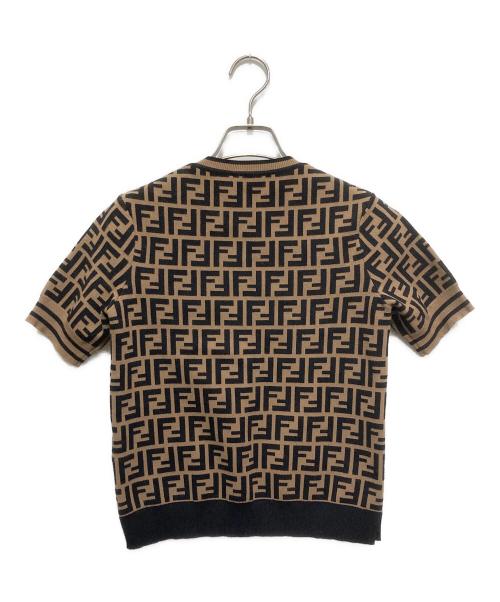 FENDI（フェンディ）FENDI (フェンディ) ズッカ柄半袖ニット ブラック×ブラウン サイズ:UK6の古着・服飾アイテム