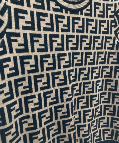 FENDI（フェンディ）FENDI (フェンディ) ズッカ柄半袖ニット ブラック×ブラウン サイズ:UK6の古着・服飾アイテム