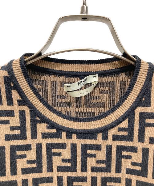FENDI（フェンディ）FENDI (フェンディ) ズッカ柄半袖ニット ブラック×ブラウン サイズ:UK6の古着・服飾アイテム