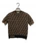 FENDI（フェンディ）の古着「ズッカ柄半袖ニット」｜ブラック×ブラウン