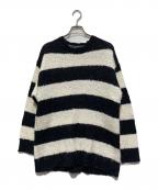 NUMBER (N)INEナンバーナイン）の古着「アルパカ混ボーダーニット」｜ブラック×ホワイト