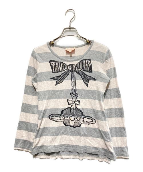 Vivienne Westwood RED LABEL（ヴィヴィアンウエストウッドレッドレーベル）Vivienne Westwood RED LABEL (ヴィヴィアンウエストウッドレッドレーベル) オーブプリントカットソー グレー×ベージュ サイズ:1の古着・服飾アイテム