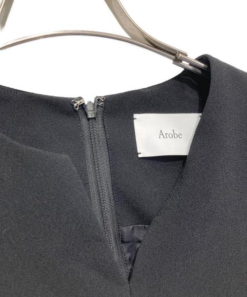 Arobe（アローブ）Arobe (アローブ) パール付フリルワンピース ブラック サイズ:2の古着・服飾アイテム