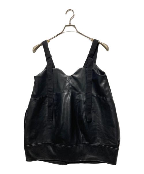 UN3D.（アンスリード）UN3D. (アンスリード) FAKE LEATHER COCOON LONG CAMI ブラック サイズ:38の古着・服飾アイテム