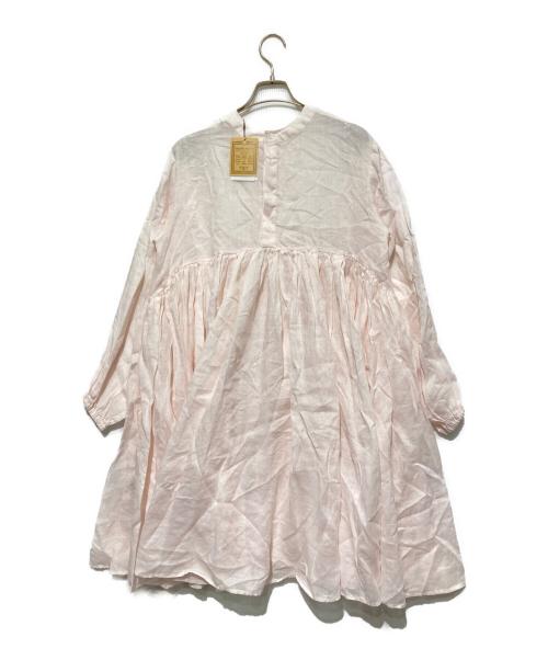 BEARDSLEY（ビアズリー）BEARDSLEY (ビアズリー) リネンギャザーチュニック ピンク サイズ:Free 未使用品の古着・服飾アイテム