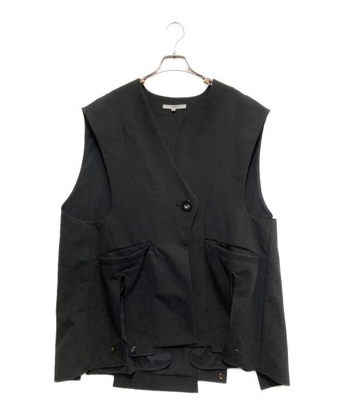 UN3D.（アンスリード）UN3D. (アンスリード) SHEER POCKET 2WAY COCOON VEST ブラック サイズ:38の古着・服飾アイテム