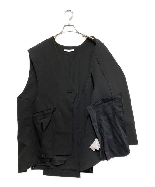 UN3D.（アンスリード）UN3D. (アンスリード) SHEER POCKET 2WAY COCOON VEST ブラック サイズ:38の古着・服飾アイテム
