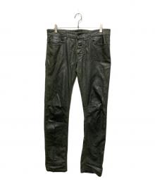 DIESEL Black Gold（ディーゼル ブラック ゴールド）の古着「コーティング デニムパンツ」｜オリーブ