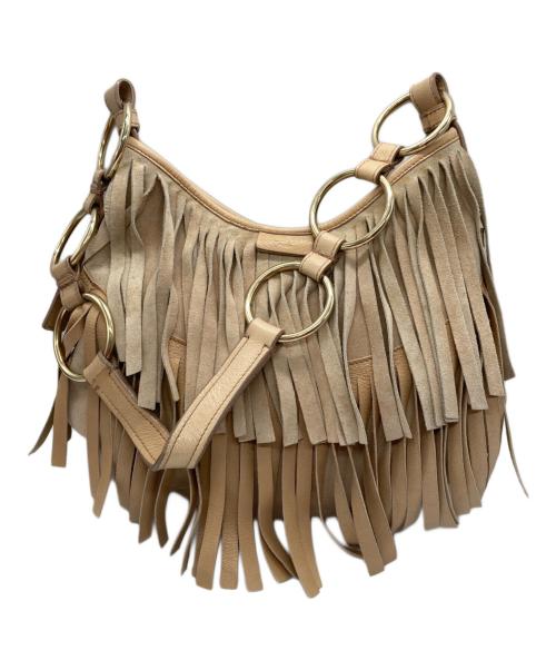 Yves Saint Laurent（イヴサンローラン）Yves Saint Laurent (イヴサンローラン) フリンジスウェードバッグ ベージュの古着・服飾アイテム