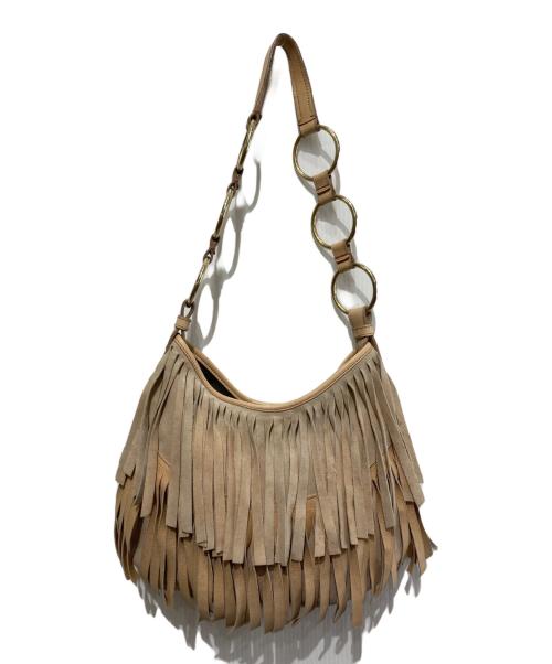 Yves Saint Laurent（イヴサンローラン）Yves Saint Laurent (イヴサンローラン) フリンジスウェードバッグ ベージュの古着・服飾アイテム