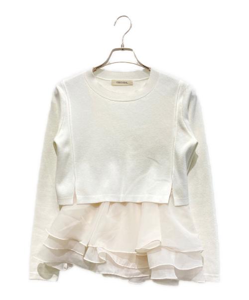 COCODEAL（ココディール）COCODEAL (ココディール) ペプラムブラウスレイヤードニット ホワイト サイズ:Mの古着・服飾アイテム