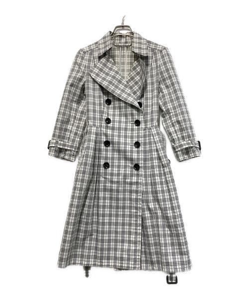 BURBERRY BLACK LABEL（バーバリーブラックレーベル）BURBERRY BLACK LABEL (バーバリーブラックレーベル) チェックコート ホワイト×ブラック サイズ:38の古着・服飾アイテム