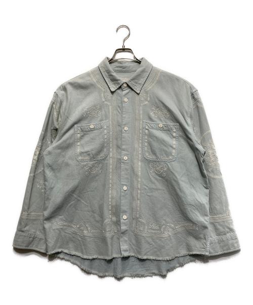 KITH（キス）KITH (キス) Raw Hem Denim Apollo Shirt ブルー サイズ:Lの古着・服飾アイテム