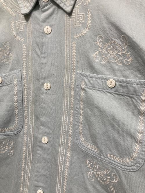 KITH（キス）KITH (キス) Raw Hem Denim Apollo Shirt ブルー サイズ:Lの古着・服飾アイテム