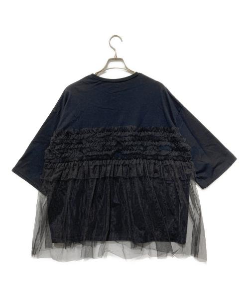 BEARDSLEY（ビアズリー）BEARDSLEY (ビアズリー) チュールコンビ七分袖Tee ブラック サイズ:Freeの古着・服飾アイテム
