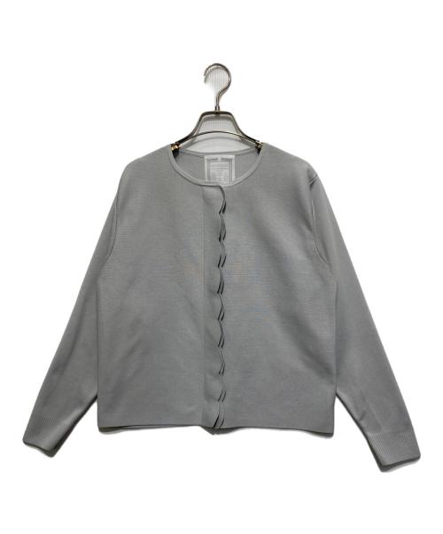 BEARDSLEY（ビアズリー）BEARDSLEY (ビアズリー) スカラップ比翼カーディガン ライトグレー サイズ:FREEの古着・服飾アイテム