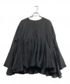 CADUNEカデュネ）の古着「シアー フレア ブラウス」｜ブラック