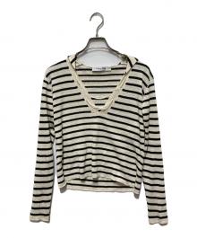 Christian Dior（クリスチャン ディオール）の古着「レースアップネックラインセーター」｜ホワイト×ブラック