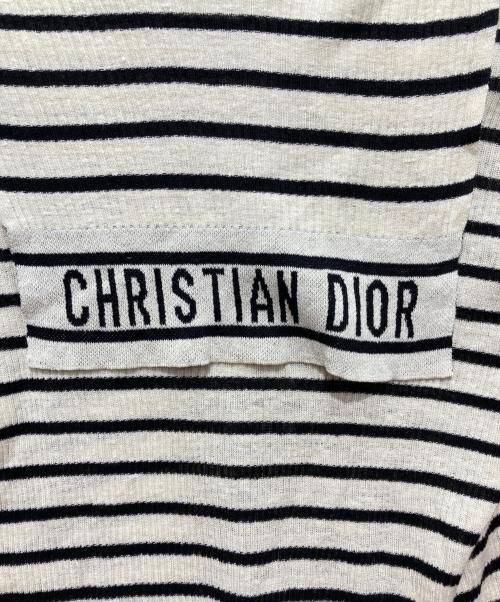 Christian Dior（クリスチャン ディオール）Christian Dior (クリスチャン ディオール) レースアップネックラインセーター ホワイト×ブラック サイズ:XXSの古着・服飾アイテム