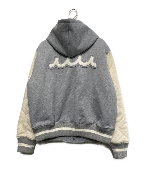 muta MARINE（ムータマリン）muta MARINE (ムータマリン) ACANTHUS (アカンサス) Double-knit Hooded Studium Jacket グレー×ホワイト サイズ:4の古着・服飾アイテム