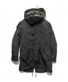 BURBERRY BLACK LABEL（バーバリーブラックレーベル）の古着「裏地チェックモッズコート」｜ブラック