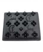 Christian Louboutinクリスチャン・ルブタン）の古着「スタッズコンパクトウォレット」｜ブラック