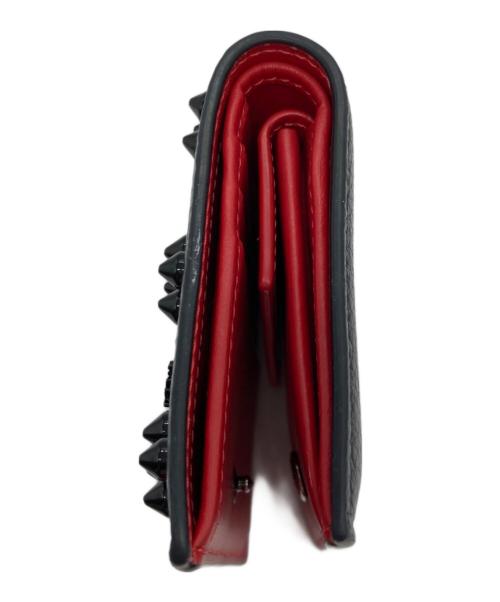Christian Louboutin（クリスチャン・ルブタン）Christian Louboutin (クリスチャン・ルブタン) スタッズコンパクトウォレット ブラックの古着・服飾アイテム