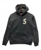 SUPREMEシュプリーム）の古着「S logo split hooded Sweat shirt/プルオーバーパーカー/フーディー」｜ブラック×ホワイト