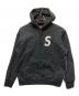 SUPREME（シュプリーム）の古着「S logo split hooded Sweat shirt/プルオーバーパーカー/フーディー」｜ブラック×ホワイト