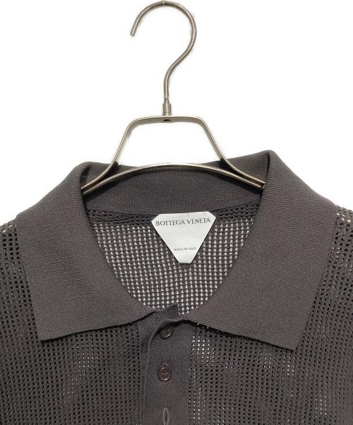 BOTTEGA VENETA（ボッテガベネタ）BOTTEGA VENETA (ボッテガベネタ) Salon 01 Mesh Polo Top ブラック サイズ:Lの古着・服飾アイテム