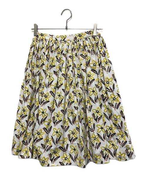 PRADA（プラダ）PRADA (プラダ) 花柄スカート ホワイト×イエロー サイズ:36の古着・服飾アイテム