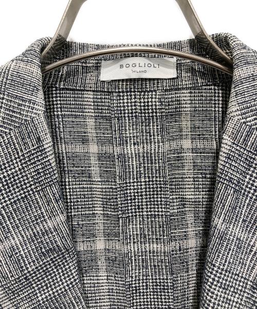 BOGLIOLI（ボリオリ）BOGLIOLI (ボリオリ) K.JACKET リネンブレンドテーラードジャケット ブラック×ホワイト サイズ:42の古着・服飾アイテム