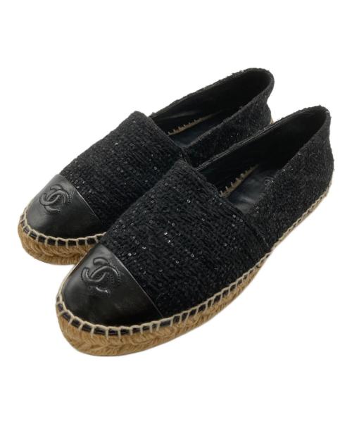 CHANEL（シャネル）CHANEL (シャネル) ツイードエスパドリーユ ブラック サイズ:不明の古着・服飾アイテム