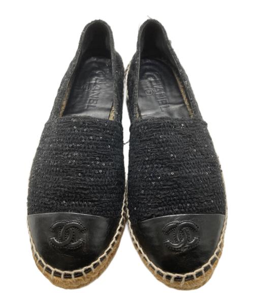 CHANEL（シャネル）CHANEL (シャネル) ツイードエスパドリーユ ブラック サイズ:不明の古着・服飾アイテム