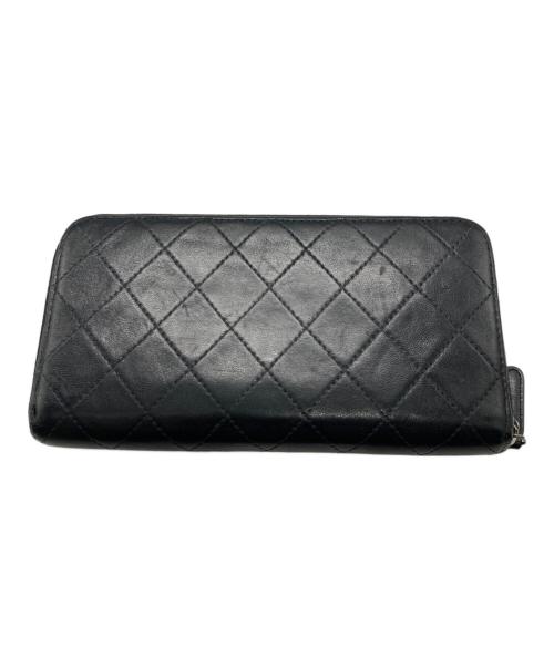 CHANEL（シャネル）CHANEL (シャネル) 長財布/ラウンドジップウォレット/マトラッセ/ラムスキン ブラックの古着・服飾アイテム