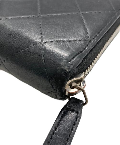 CHANEL（シャネル）CHANEL (シャネル) 長財布/ラウンドジップウォレット/マトラッセ/ラムスキン ブラックの古着・服飾アイテム