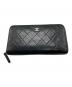 CHANEL（シャネル）の古着「長財布/ラウンドジップウォレット/マトラッセ/ラムスキン」｜ブラック