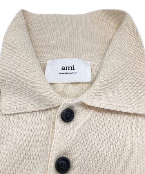 AMI Alexandre Mattiussi（アミアレクサンドルマテュッシ）AMI Alexandre Mattiussi (アミアレクサンドルマテュッシ) SMALL RED AMI DE COEUR KNITTED POLO クリーム サイズ:Mの古着・服飾アイテム